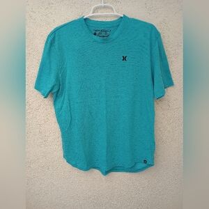 Hurley Basic T-shirt Crew Neck Summer Casual Workout Turquoise Blue Large